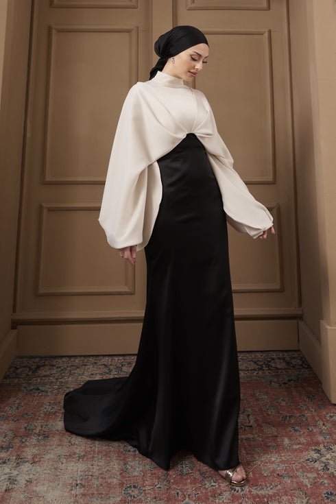 Serra Ekru Siyah Abiye
